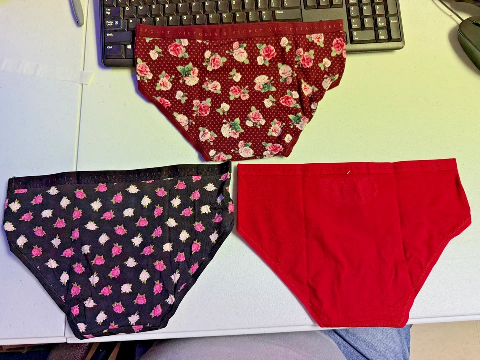 Victoria's Secret Panty Lote de 3 Lápiz Labial Hiphugger Algodón Elástico Negro XS NUEVO CON ETIQUETAS Foto 2 de 4