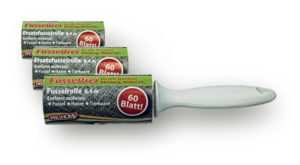 HAUS UND DEKO Fusselrolle + 2 Ersatzfusselrollen für alle Textilien Kleidung Möbel