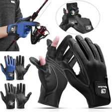 2 Cut Half-Finger Flexible Anti-Slip Fleece Fishing Cycling Gloves for Men Women