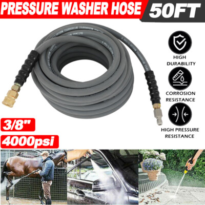 #ad 50ft Pressure Washer Hose 4000PSI New 3 8quot; Couplers Hotamp;Cold Water Gray $55.04