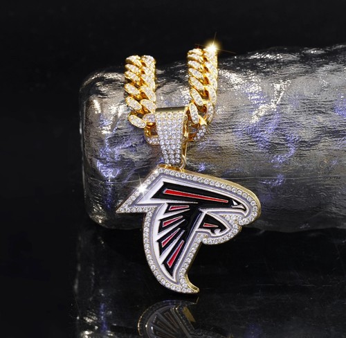 COLLAR/CADENA BLING HIP HOP ATLANTA HALCONES CHAPADO EN ORO 24 PULGADAS ESLABONES CUBANOS 14 MM - Imagen 12 de 13