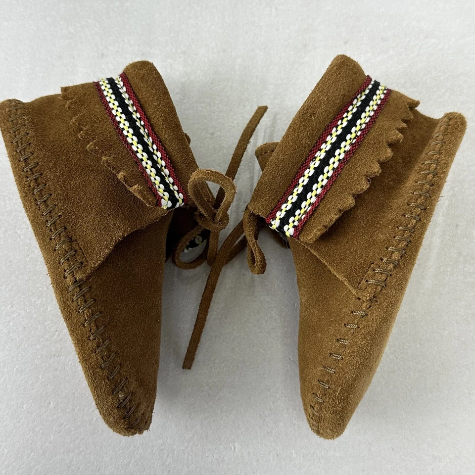 Minnetonka Moccasins Suede Braid Bootie Brown Infant Size 6 Western Leather 1102 - Image 4 of 4