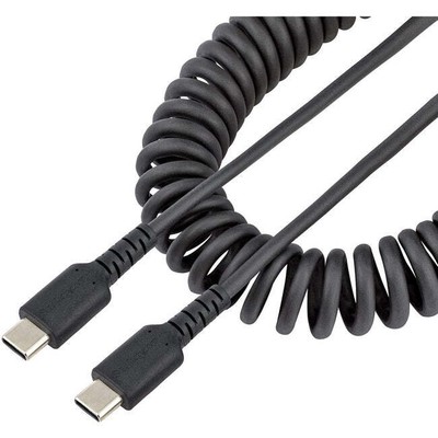 StarTech.com 20in (50cm) USB C Charging Cable, Coiled Heavy Duty Fast Charge & S