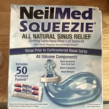 NeilMed Squeezie All Natural Sinus Relief Kit w/ 50 pkts NEW SEALED Exp 10/2026
