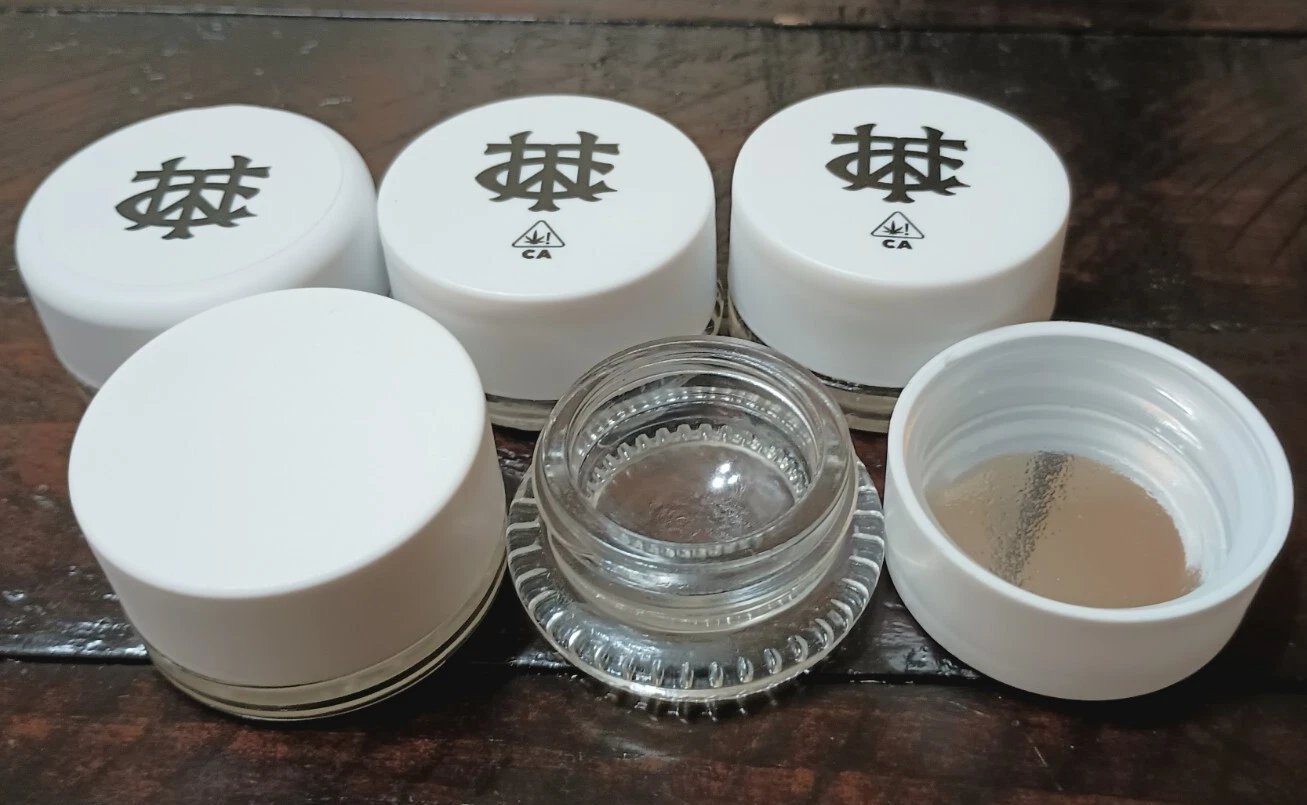5 Pack Circular 9ml Glass Concentrate Jars With White Lids / Child Resistant
