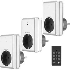 REV Funk Steckdosen Set Silber 3x1000W mit Handsender Schalten per Funk NEU