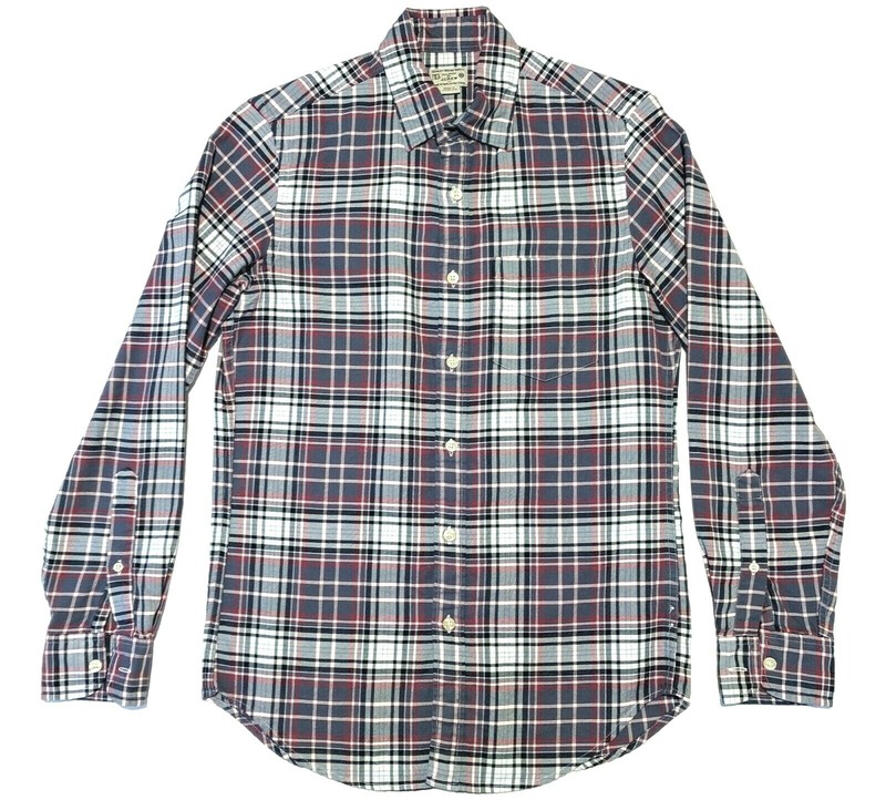 J Crew Flannel Shirt Mens XS Long Sleeve Button Up Gray Red White Plaid EUC