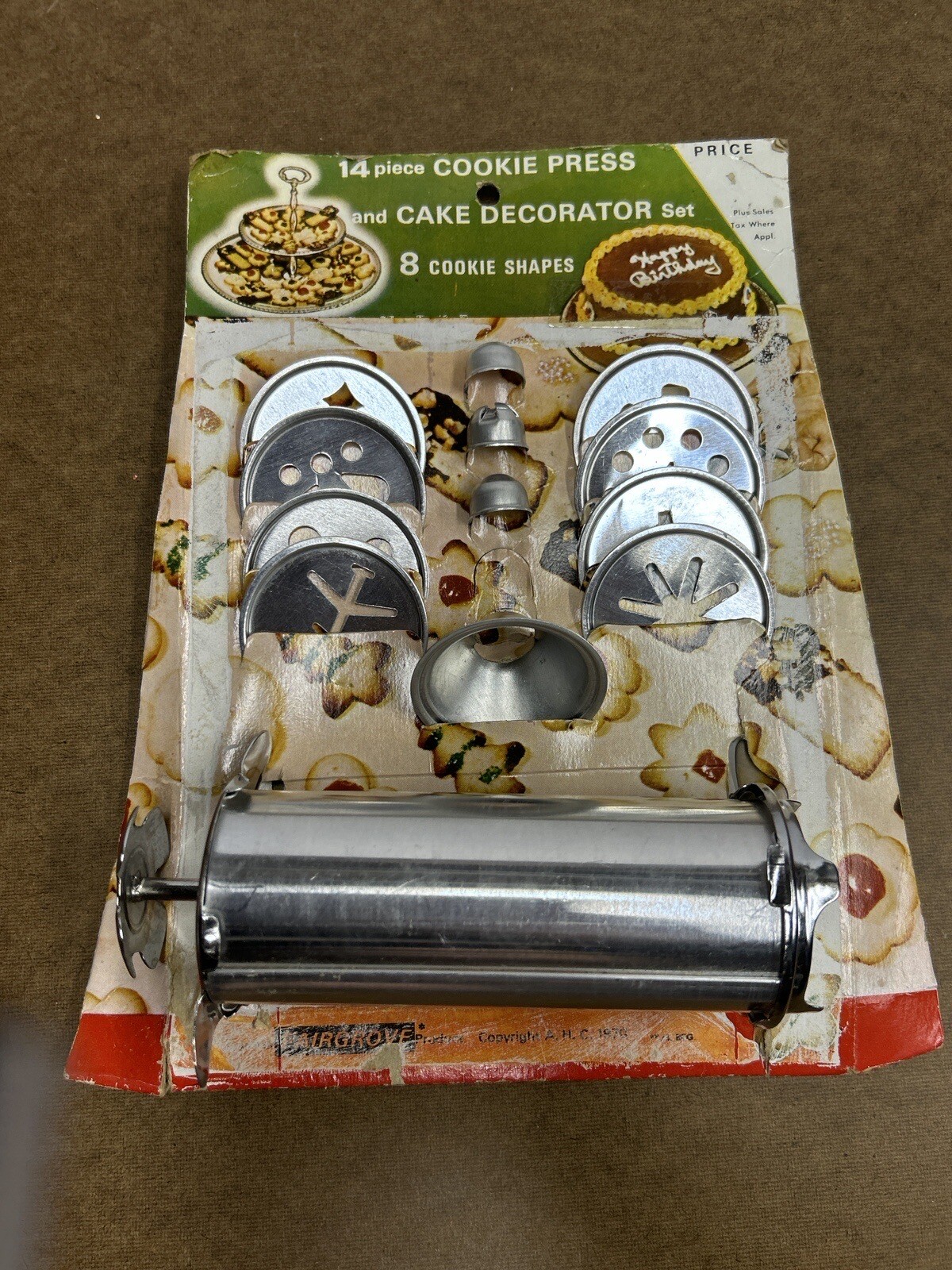 Vintage Cookie Pastry Press Small Maker w/ Discs Aluminum 1970s