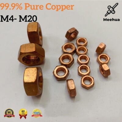 Pure Copper Cu Hex Nut Hexagon Nuts M4 M5 M6 M8 M10