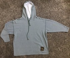 Vintage 1990's Green White Striped Pullover Hoodie Size M