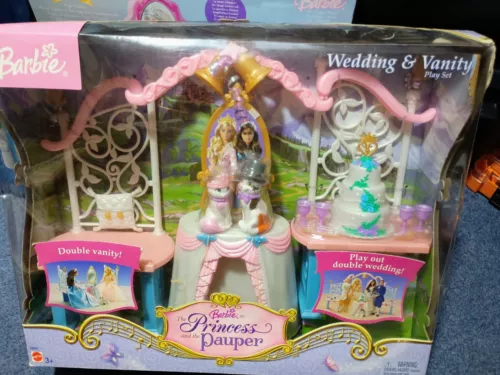 BARBIE PRINCESS AND THE PAUPER WEDDING AND VANITY PLAYSET SEALED NEW