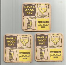 Lot Of 3 1950's Stegmaier Gold Medal Beer Coasters "Have a good dayl" #024