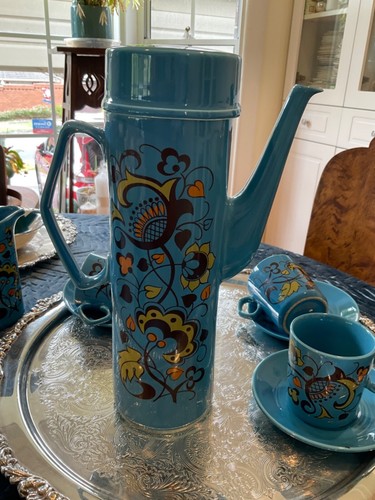 Retro vintage 1970’s Celtic Ceramics Ireland coffee set turquoise - Picture 8 of 9