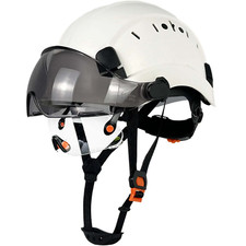 CE Safety Hard Hat with Clear & Tinted Visor, Adjustable Vented ABS ANSI Approv