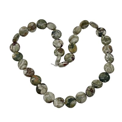 Raintree Rhyolite Jasper Coin Bead Strand | 11x5mm | 35 Beads |