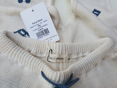 NWT Fin & Vince Kids Knit Jogger Pant Melody Music Note Size 8 9Y (20010B) - Picture 5 of 5