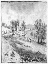 Decor Drawing Poster. Country house. Fine Wall Graphic Art  Design. 1472