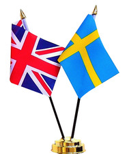 United Kingdom UK & Sweden Double Friendship Table Flag Set