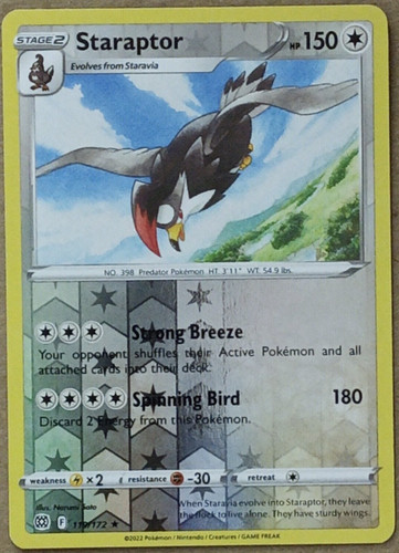 Pokemon - Staraptor - 119/172 - Reverse Holo Rare - Brilliant Stars - NM/M - New