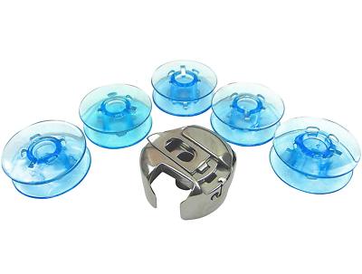 Spulenkapsel (6mm) + 5 Spulen für Pfaff/Gritzner Nähmaschinen mit Umlaufgreifer