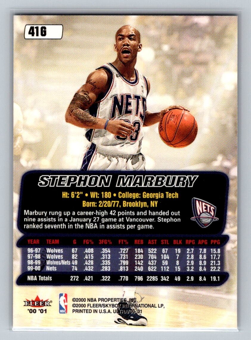 2000-01 Ultra Gold Medallion Stephan Marbury # 41G | eBay