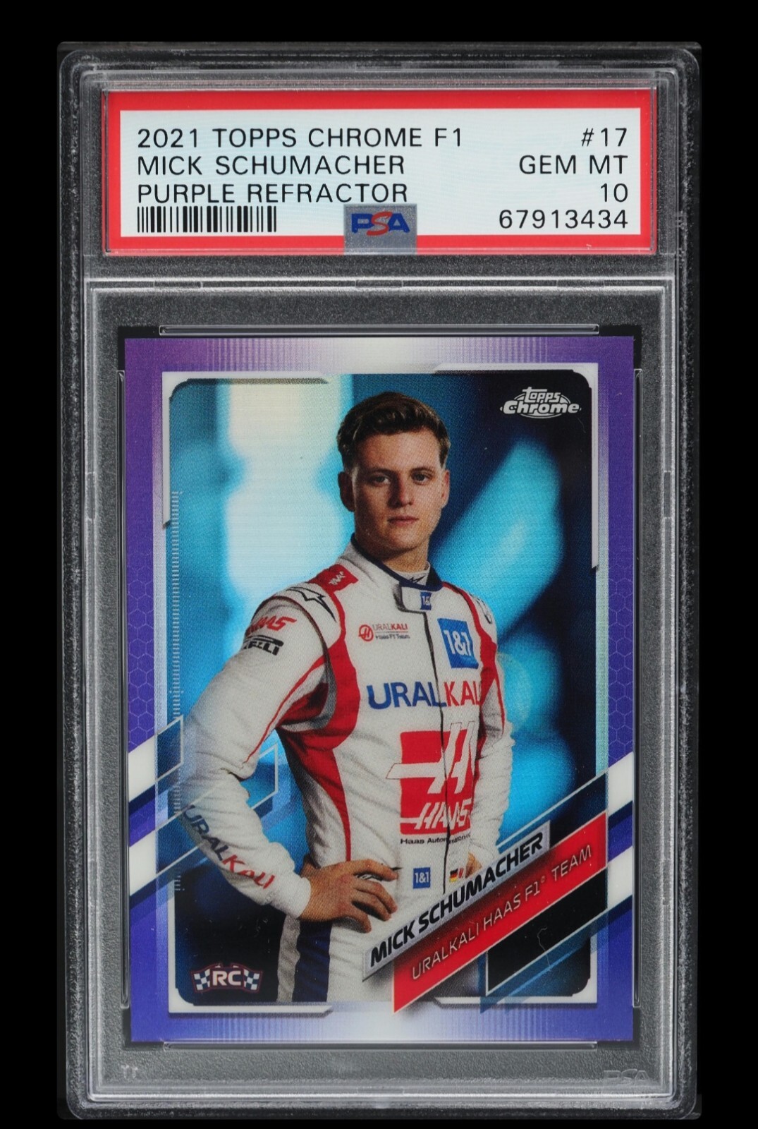 2021 ⛽ PSA 10 Mick Schumacher #17 Purple Refractor #/399 RC Topps Chrome F1