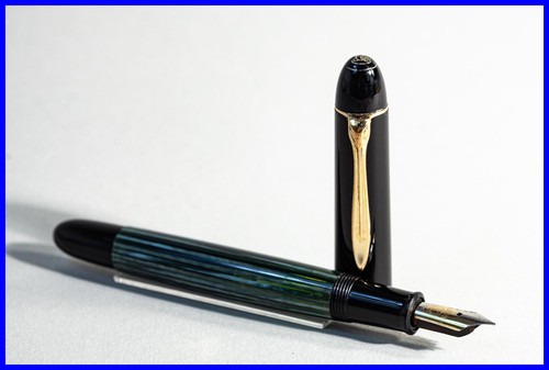 Pelikan 140 Striped Piston Filler With Steno Steel Feather - Pelikan 120 Cap - Picture 5 of 7