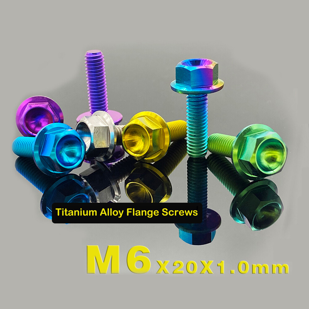 Titanium Bolts M6 x 20mm Anodized Color Hex Flange Head DIN6921