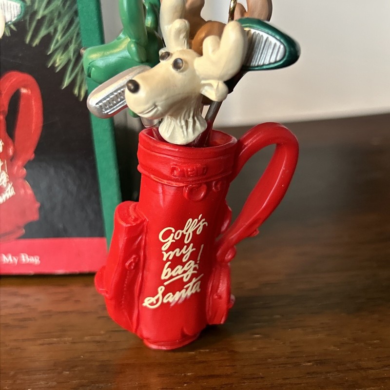 Golf's My Bag`1990`Santa's Says Golf Is A Perfect Way To Relax,Hallmark Ornament