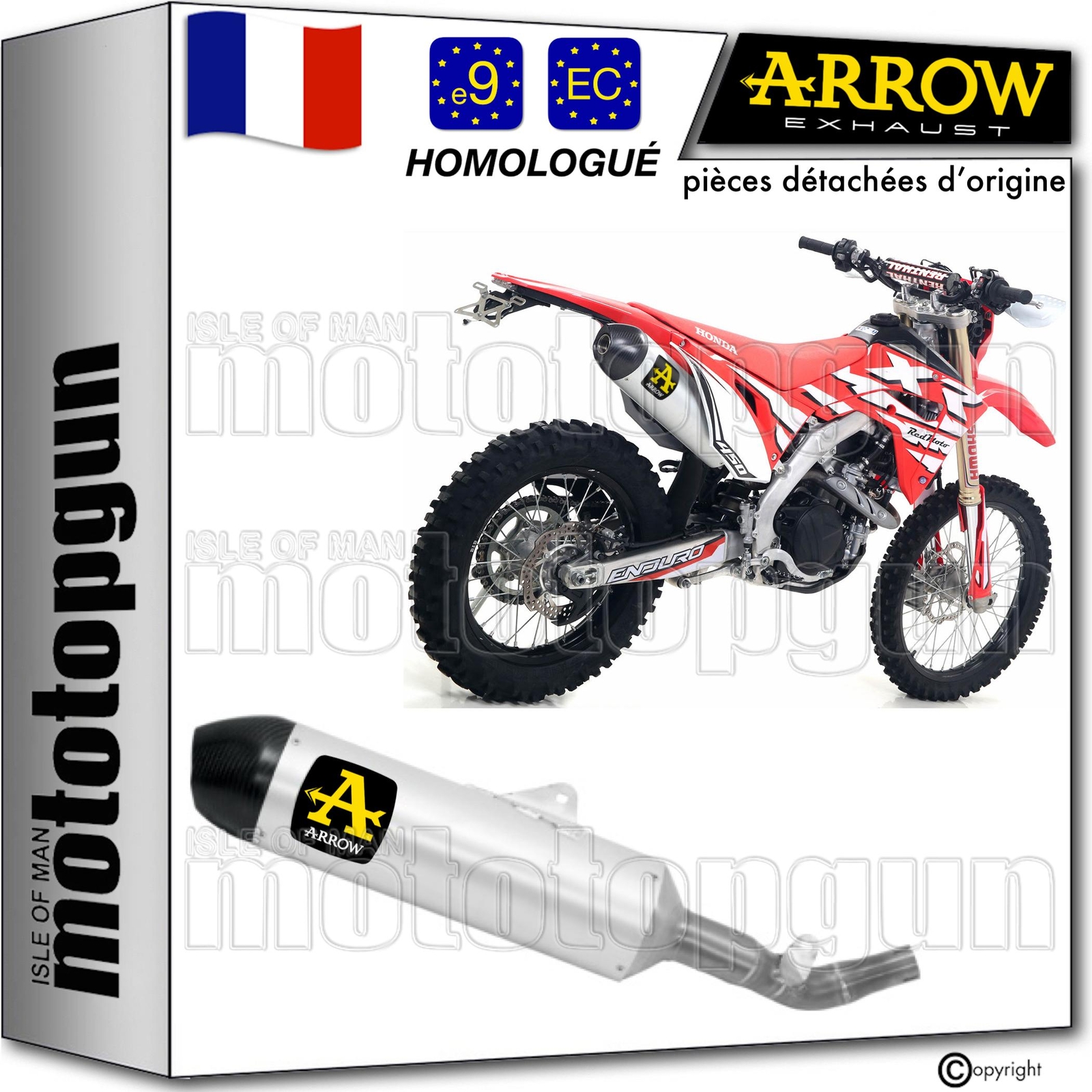 Pot echappement Arrow Race-Tech : l'excellence de la finition carbone pour Honda CRF 450 L 19