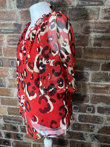 WALLIS RED/BEOGE/BLACK OCELOT S/S TOP SIZE 12 - Picture 4 of 10