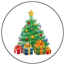 30 CHRISTMAS TREE WITH PRESENTS ENVELOPE SEALS LABELS PARTY FAVORS STICKERS 1.5"