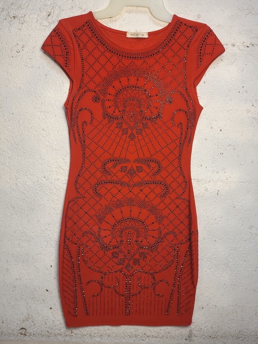 arden b red dress Arden B. Red with Black Sequins Bodycon Mini Dress Size Medium