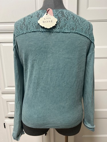 Knox Rose Thermal Lace Top Long Sleeve Blue Size XXL Women's - Picture 4 of 15