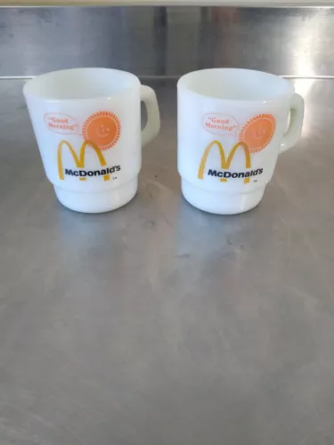 McDonald’s Good Morning Coffee cups anchor ware fire-king vintage x2