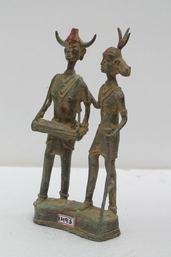 Antiguo Hecho a Mano Tribal Bastar Hombre Mujer Estatuilla Rich Patina NH1493 - Imagen 9 de 11
