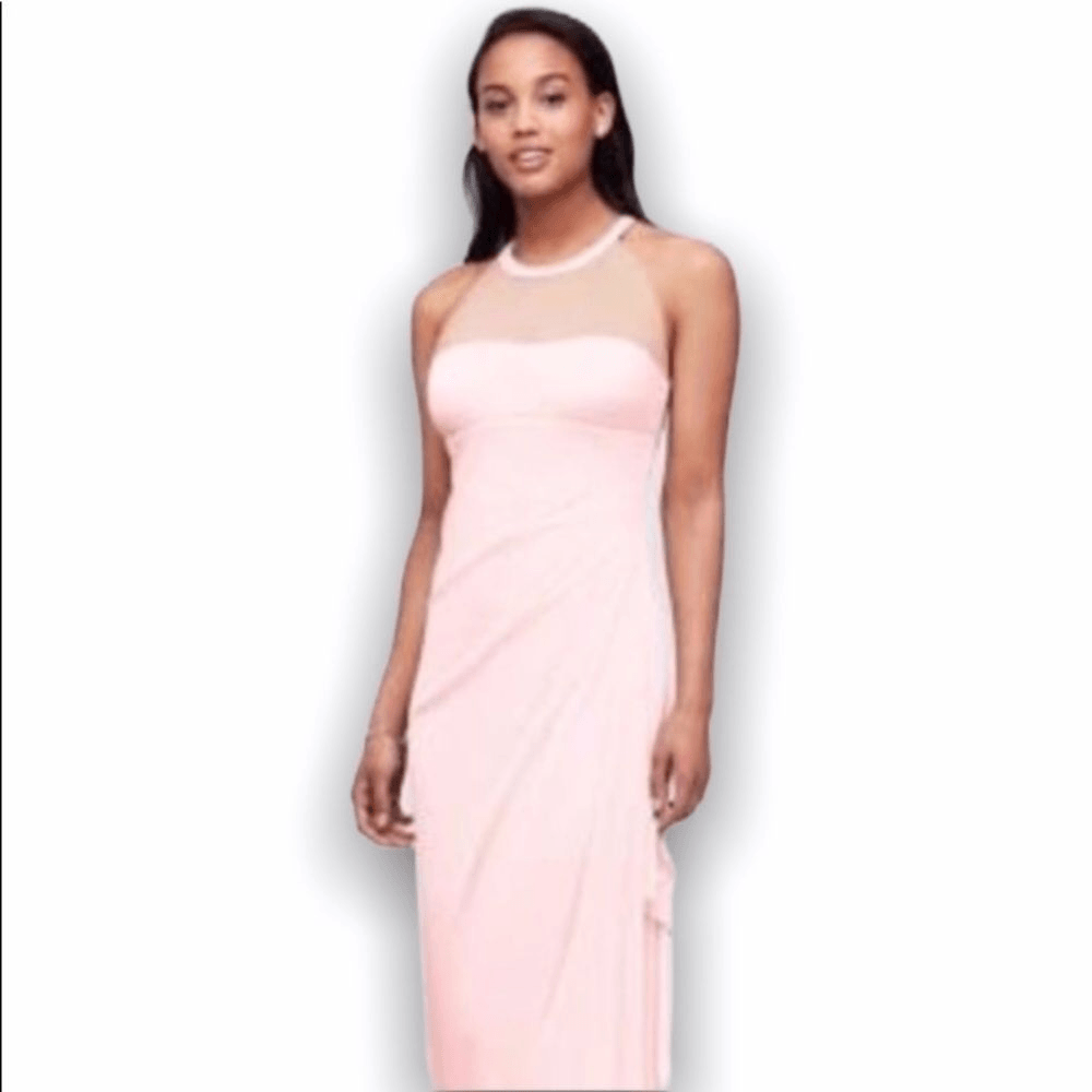 knee length dresses for ladies David's Bridal Gold Metallic Taupe Lace and Mesh Long Strapless Dress –  Sonderleigh main image 1