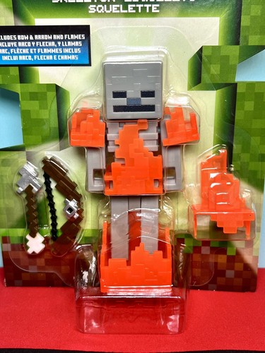 2024 Minecraft Build-a-Portal Figure: FLAMING SKELETON (w/ Bow & Arrow) - Picture 2 of 3