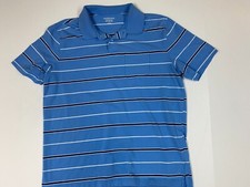 Saddlebred Mens Polo Shirt Large blue striped Comfort flex striped blue