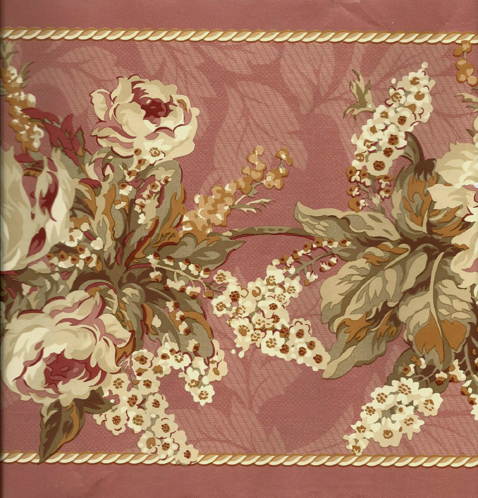 VICTORIAN DUSTY ROSE FLORAL WALLPAPER BORDER eBay