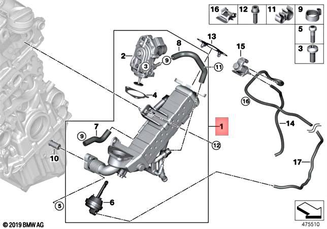 Genuine BMW Exhaust Gas Cooler High Temperature 11717822347 | eBay 