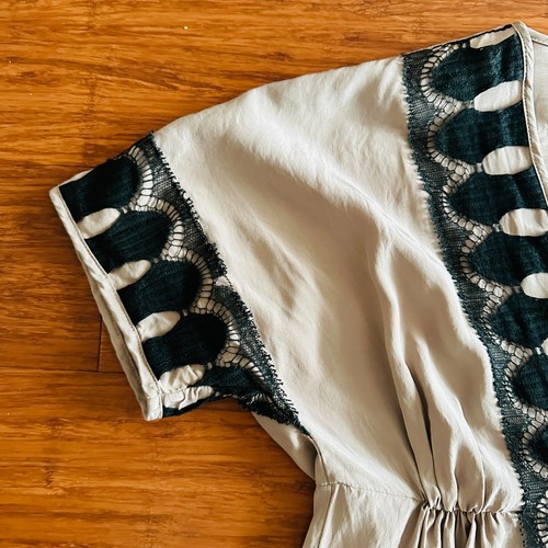 Thurley Ivory Black Lace Embroidered Silk Mini Dress Boho 8 Holiday Beach Summer - Picture 4 of 21