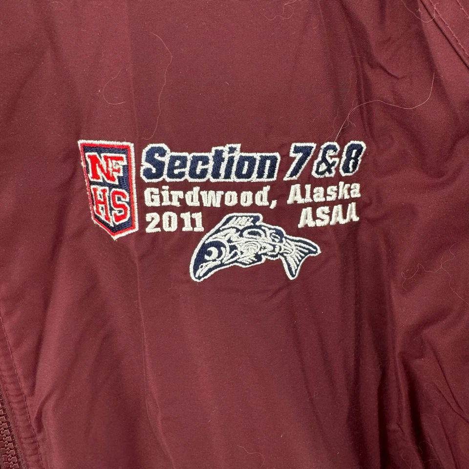 Girdwood Alaska Jacket Mens Large Red NFHS Fishing Windbreaker Coat 2011 Y2K - Image 3 of 4