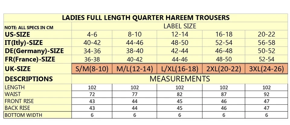 LADIES FULL LENGTH HAREEM ALI BABA PANTS WOMEN BAGGYTROUSERS HAREM LEGGINGS 8-26 - Image 2 of 2