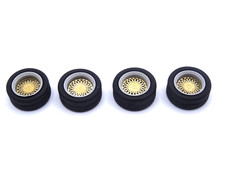 ALEZAN MODELS . ACCESSOIRES 1/43 . SET DE 4 ROUES BBS . 5 ECROUS . LAITON .