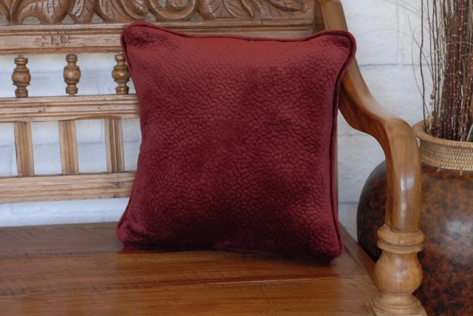 contemporary modern red decorative pillow geometric square complete handmade usa - Image 4 of 4