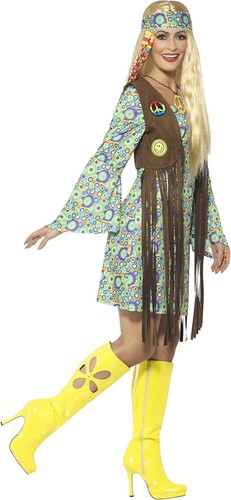 Smiffys 60s Hippie Chick Costume, with Dress - Picture 3 of 3