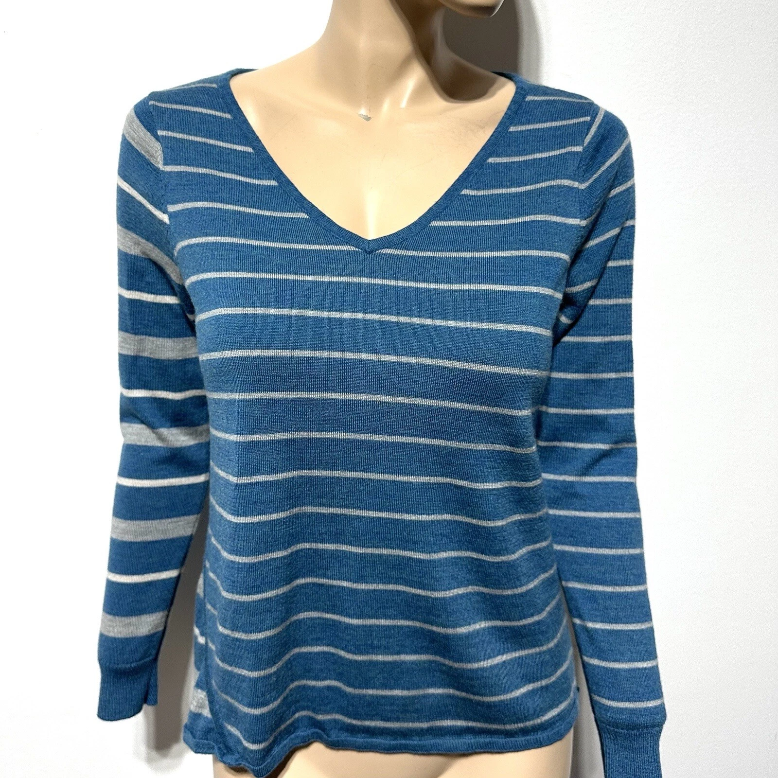 smartwool split stripe v-neck merino wool blend sweater