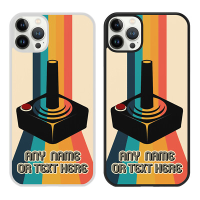 Personalisierte Handyhülle mit Namen Retro Regenbogen Joystick für iPhone Samsung Neu