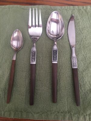 Vintage MCM Ekco Stainless Eterna La Joya Serving Spoon Fork Knife Korea